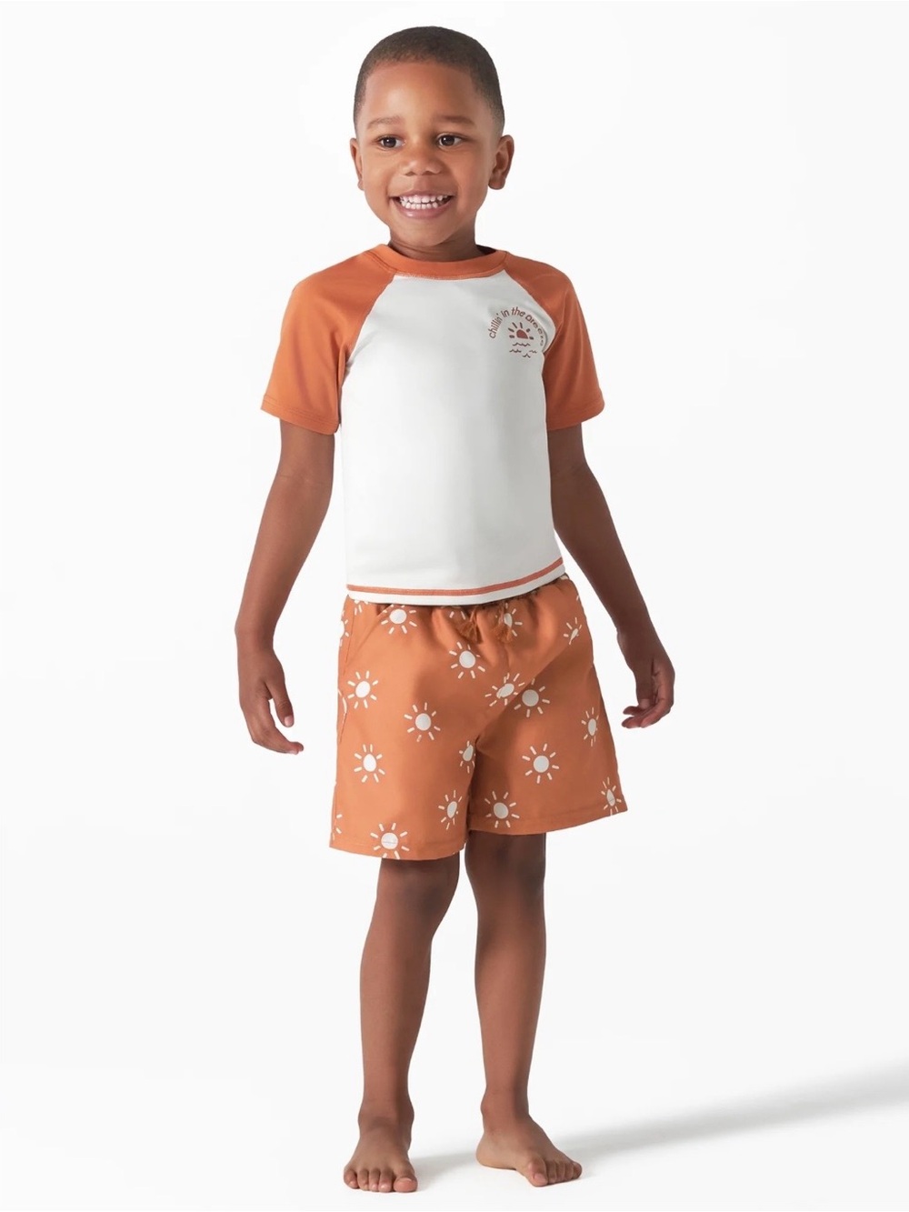 Pre-owned Modern Moments By Gerber Toddler Boy Rashguard Swim Trunks Set/Sz: 3T